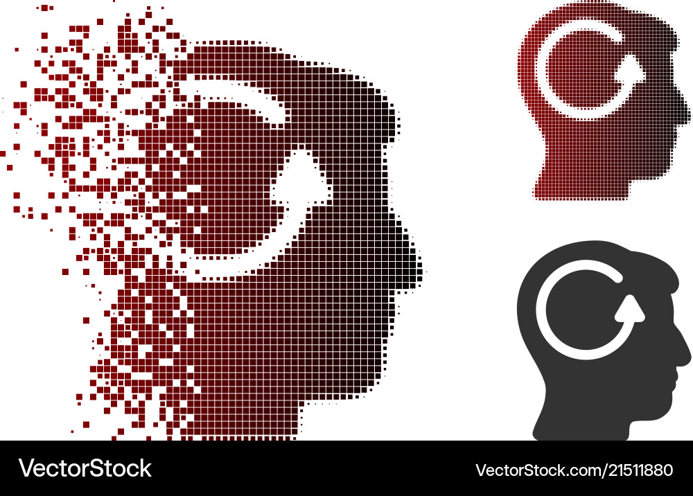 Dissipated pixel halftone refresh head memory icon Dissipated pixel halftone refresh head memory icon vector image