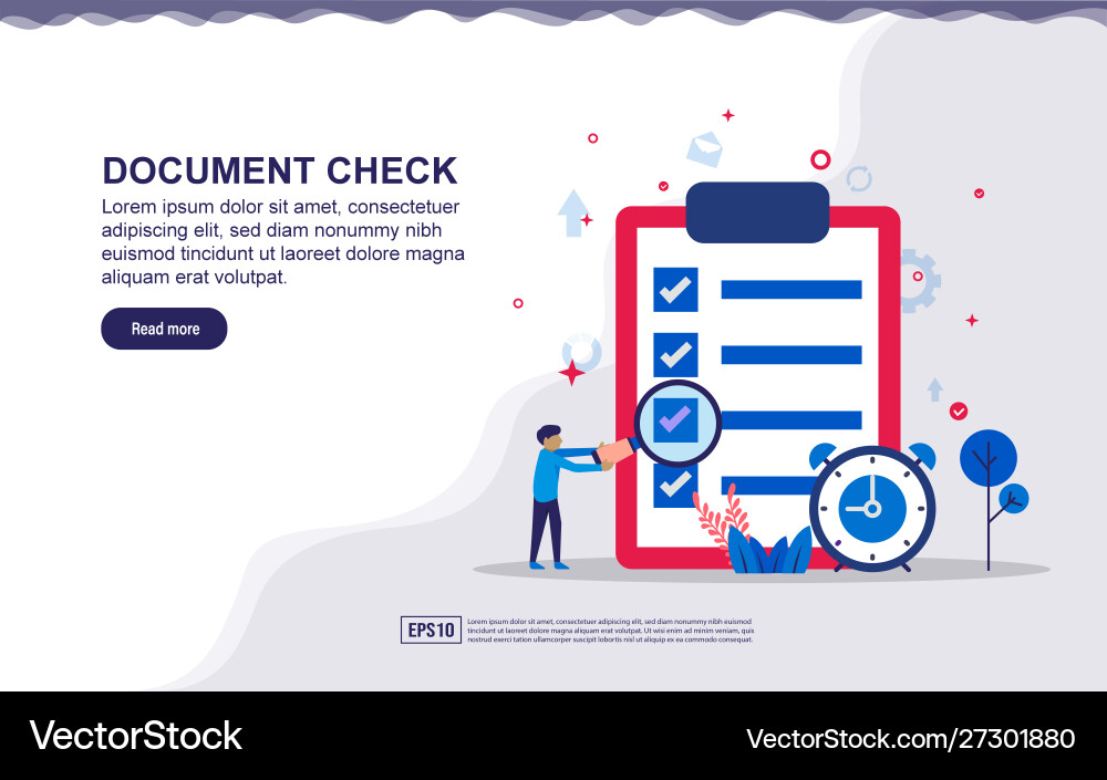 Document check business report concept with tiny Document check business report concept with tiny vector image