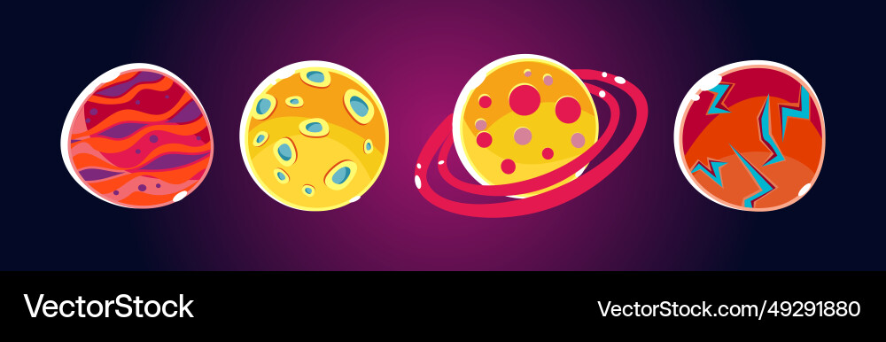 Fantasy alien planets for ui space game set Fantasy alien planets for ui space game set vector image