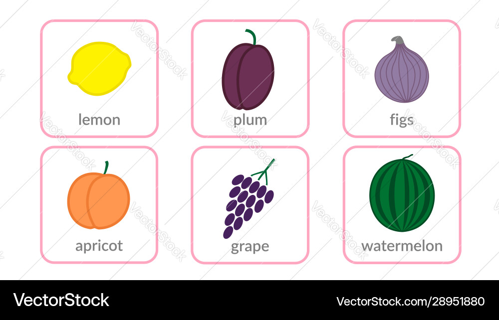 Fruits and berries objects icons set isolated Fruits and berries objects icons set isolated vector image