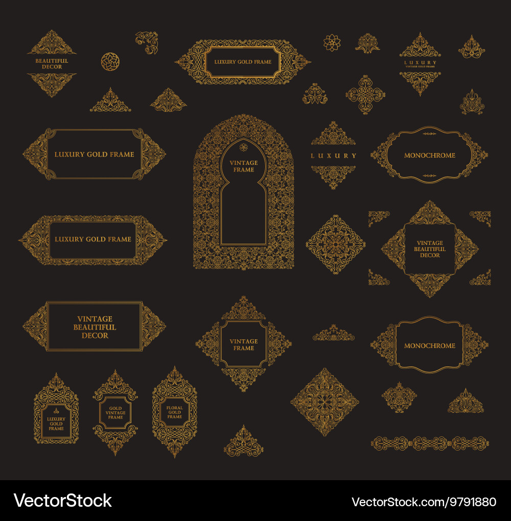 Islamic Frame Set - Gold & Floral Vector Image
