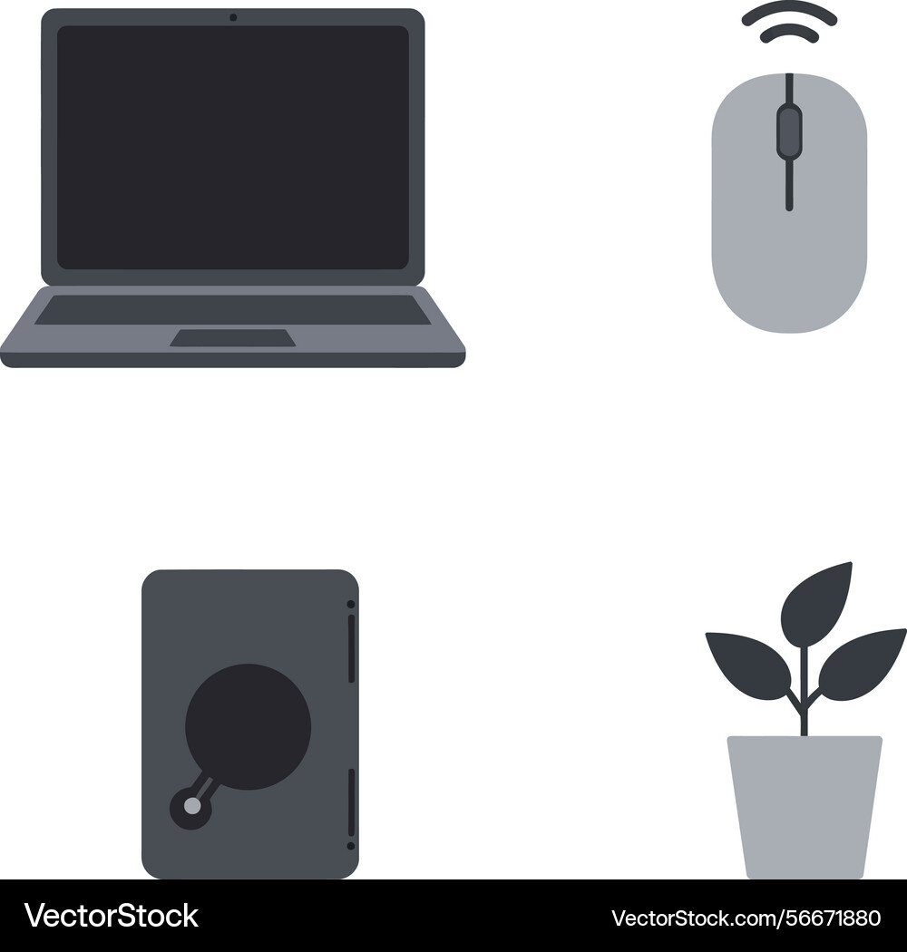 Laptop computer wireless mouse notebook Laptop computer wireless mouse notebook Vector Image