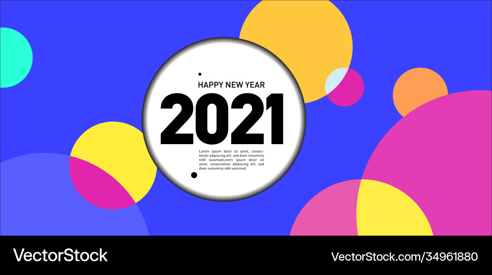 New year 2021 colorful circle and dot geometric Vector Image
