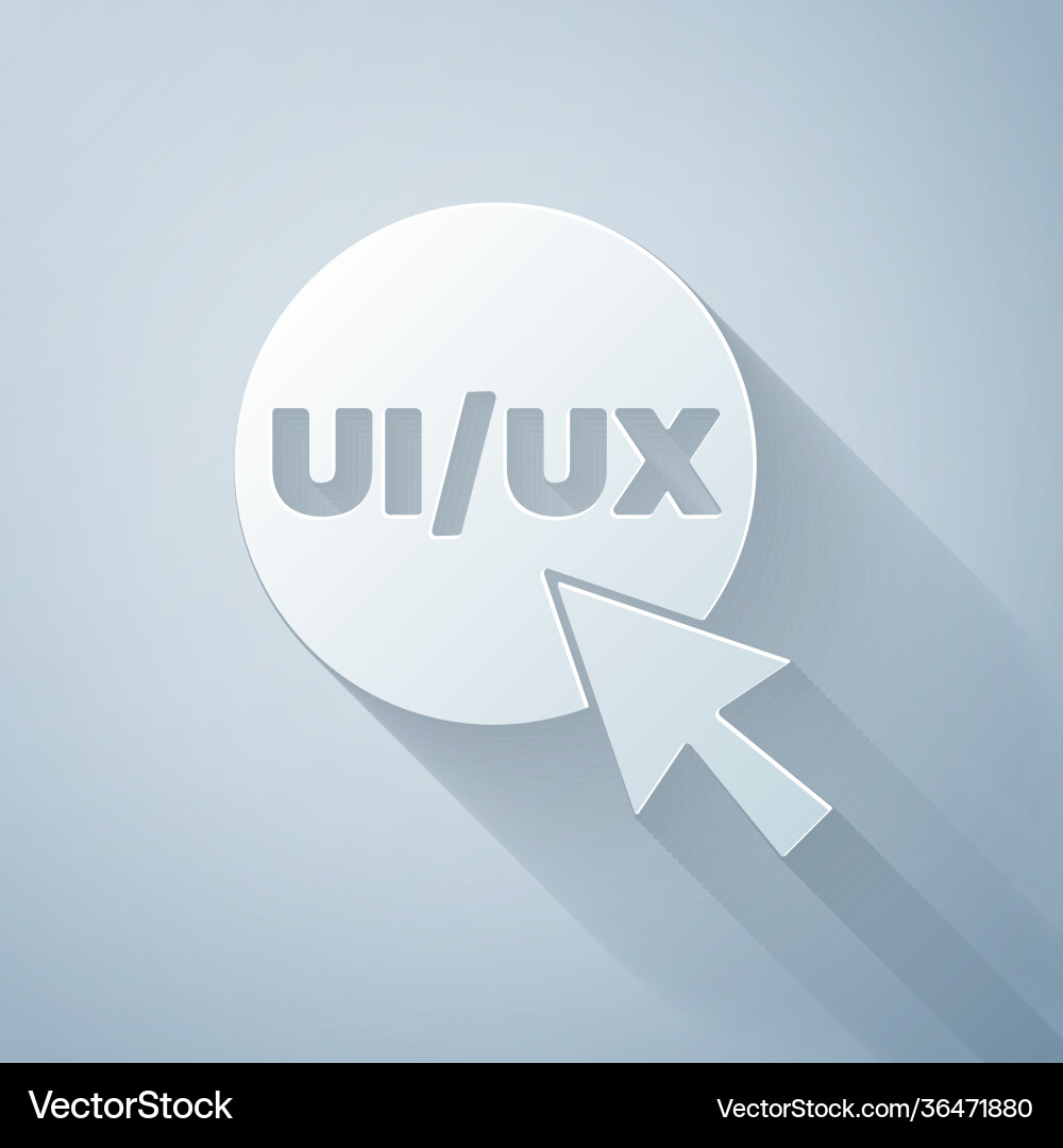 Paper cut ui or ux design icon isolated on grey Vector Image