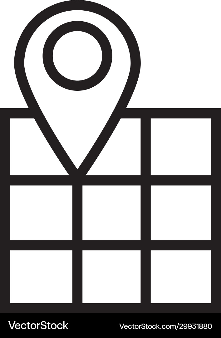 Paper map guide with pin location line style icon Paper map guide with pin location line style icon vector image