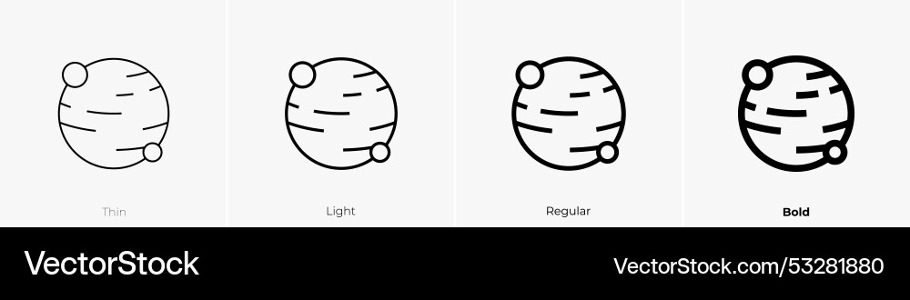Planet icon thin light regular and bold style Vector Image