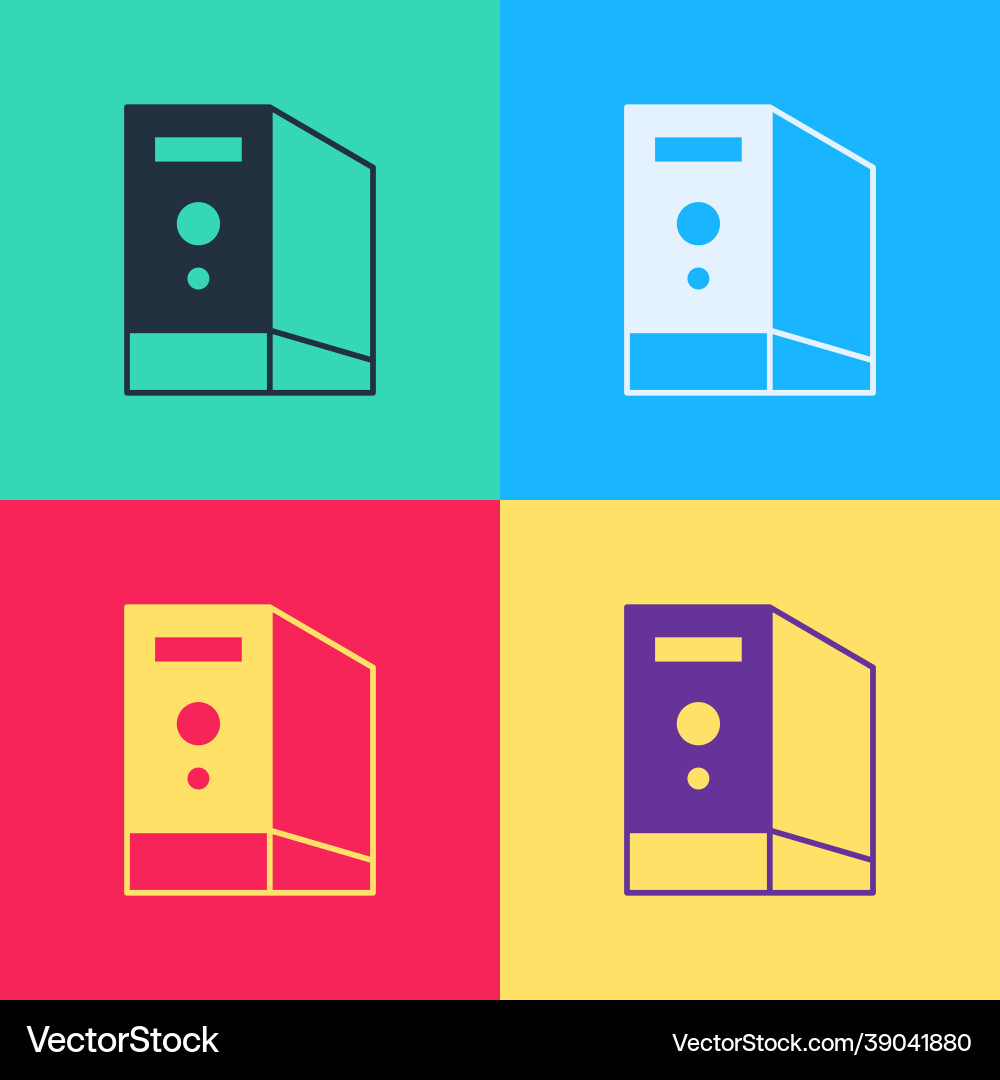 Pop art case of computer icon isolated on color Pop art case of computer icon isolated on color vector image