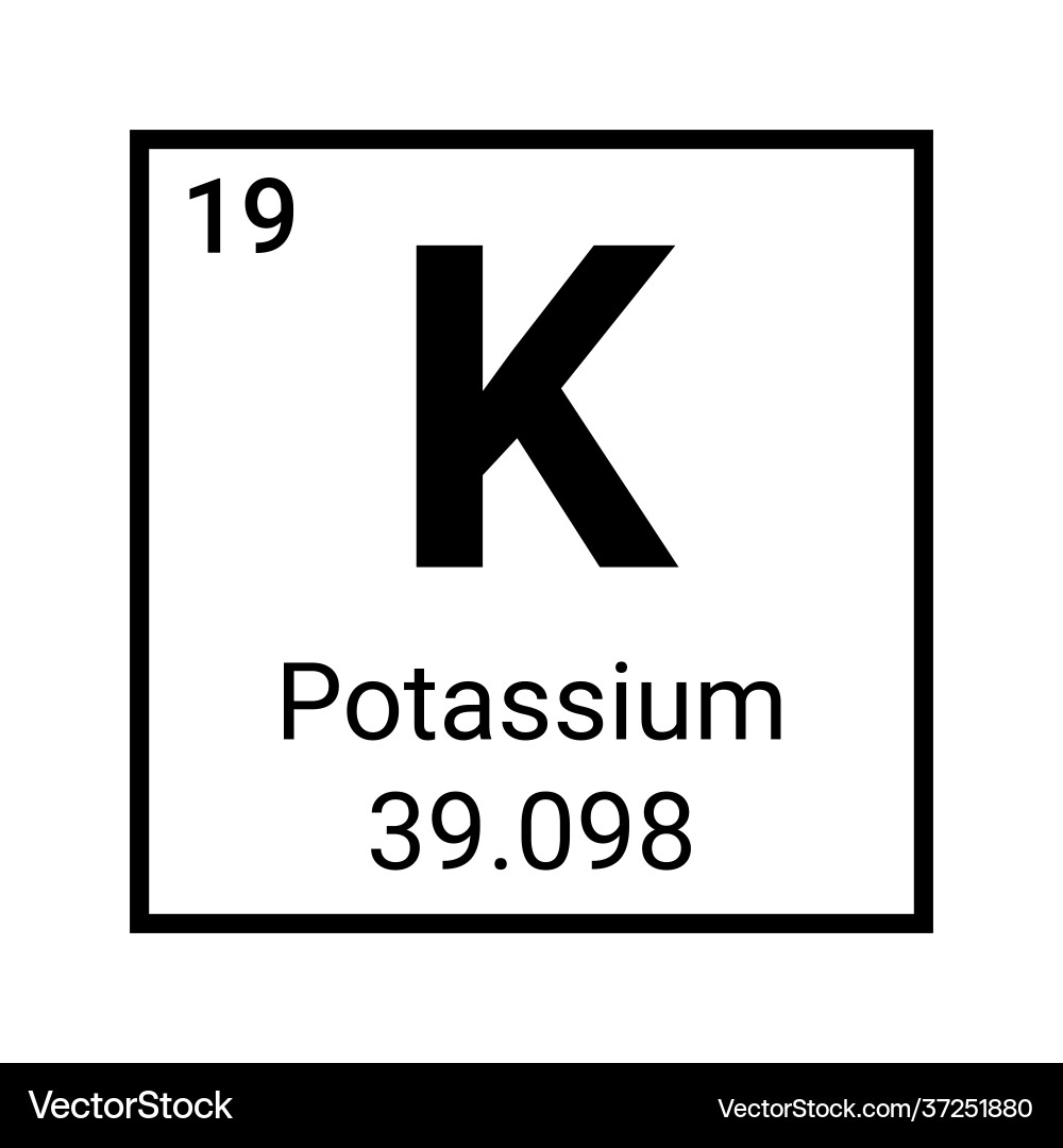 Potassium Lettering Potassium element periodic table symbol Royalty Free Vector