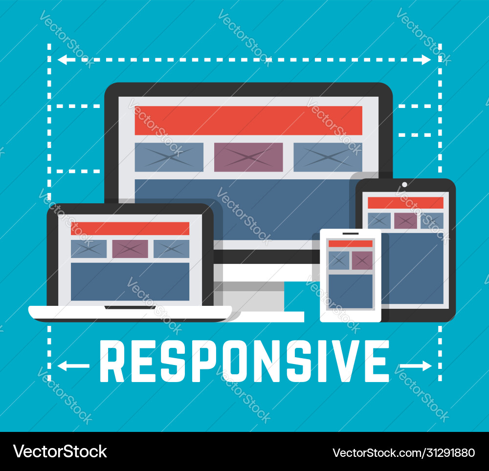 Responsive Webdesign Konzept im flachen Stil Responsive Webdesign Konzept im flachen Stil vektorbild