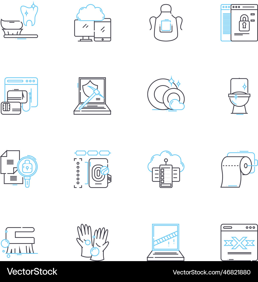 Securing linear icons set encryption passwords Securing linear icons set encryption passwords Vector Image