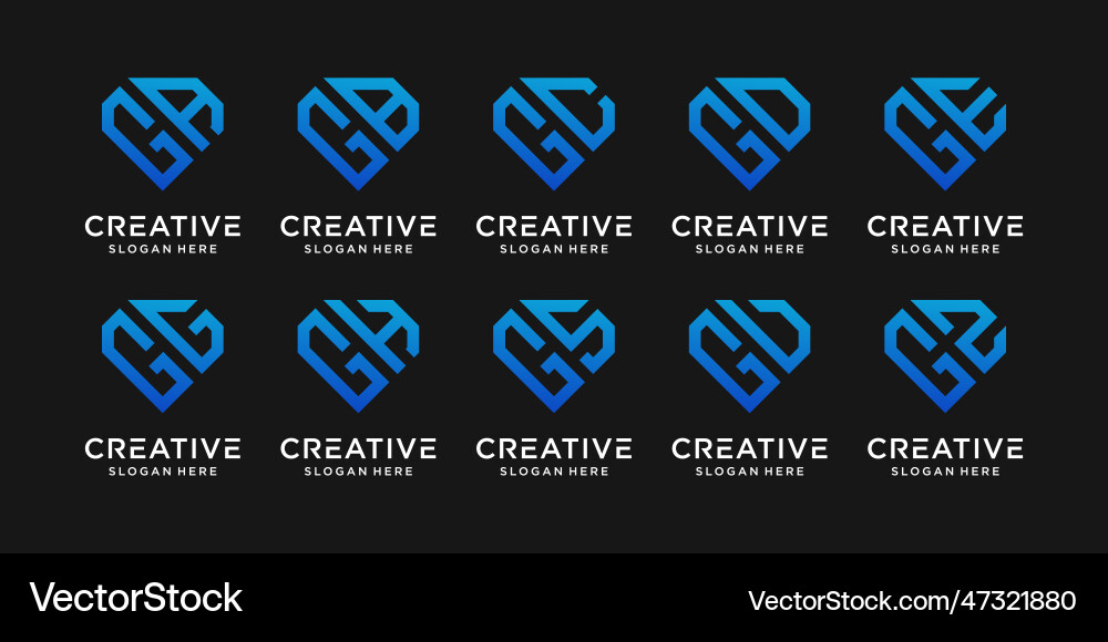 Set bundle monogram logo design template initial Set bundle monogram logo design template initial vector image