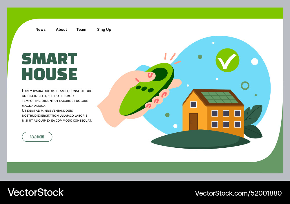 Smart House Landing Page elektrische Solarpaneele Smart House Landing Page elektrische Solarpaneele Vektorbild