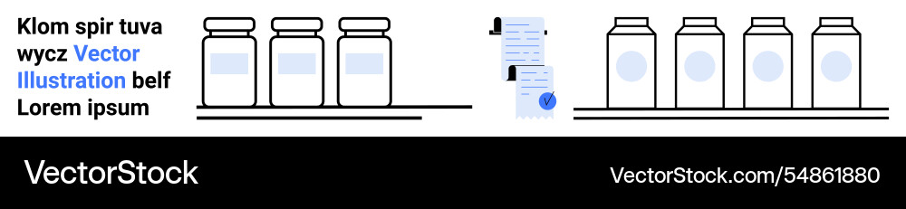 Storage containers and documents on shelf Vector Image