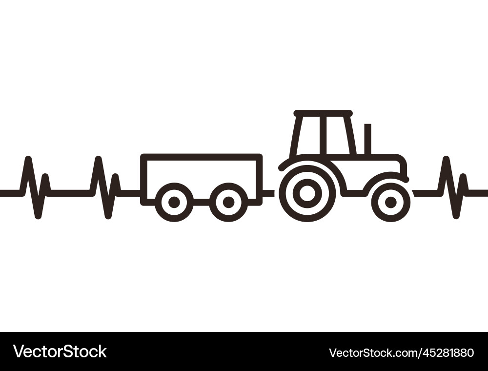 Tractor Heartbeat Symbol Vector Image