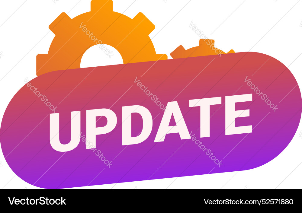 Update banner with gears showing new version Update banner with gears showing new version vector image