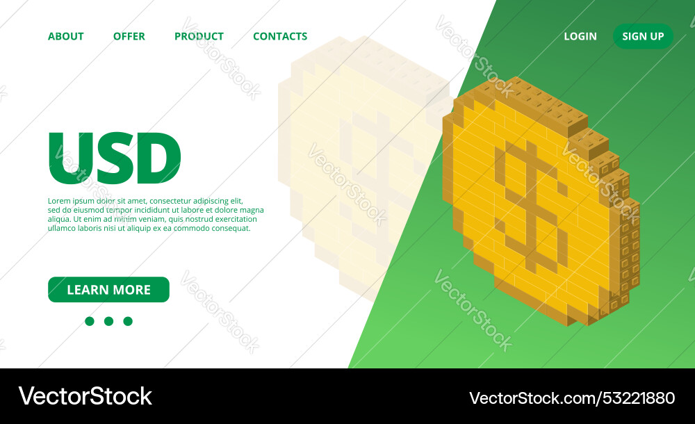 Web template with a usd Web template with a usd vector image