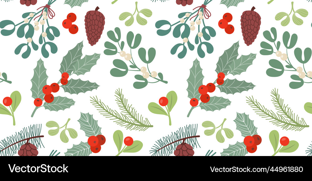 Winter pattern christmas mistletoe branch Winter pattern christmas mistletoe branch Vector Image