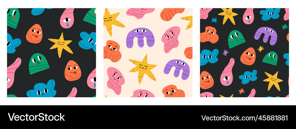 Abstract characters seamless patterns Abstract characters seamless patterns Vector Image