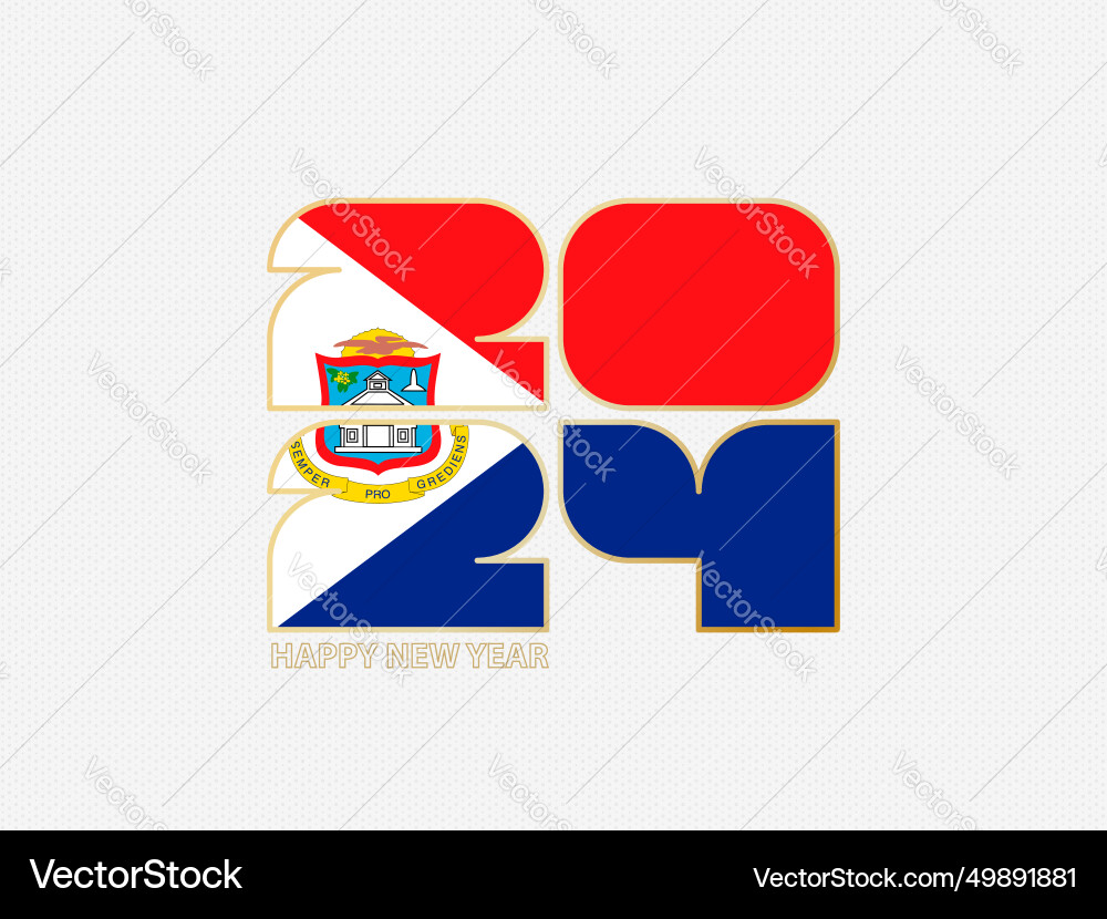 Abstract numbers 2024 with flag of sint maarten vector image