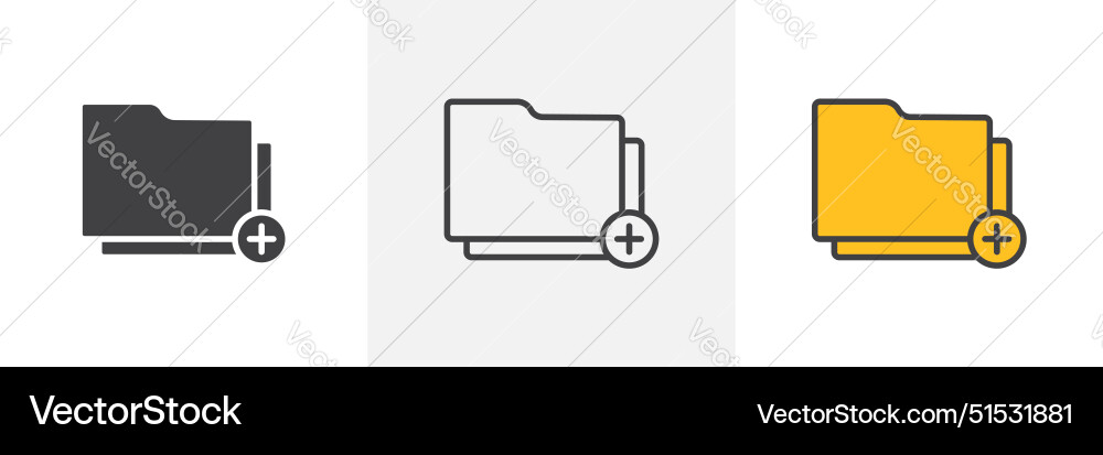 Add folder icon set new file symbol create Add folder icon set new file symbol create vector image