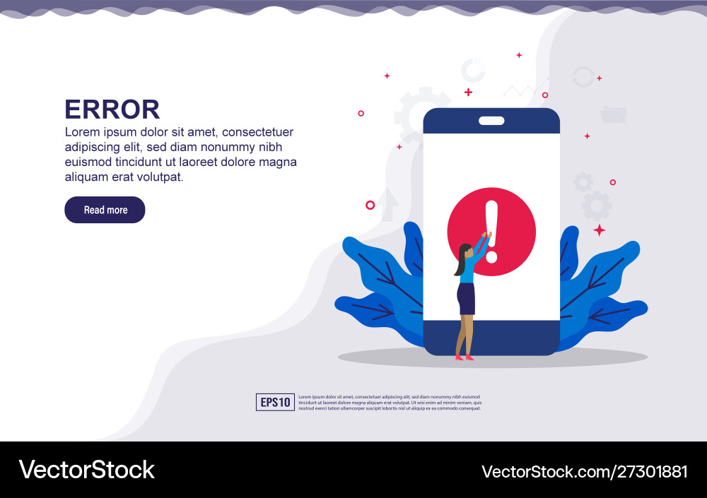 Application error system concept with tiny Application error system concept with tiny vector image
