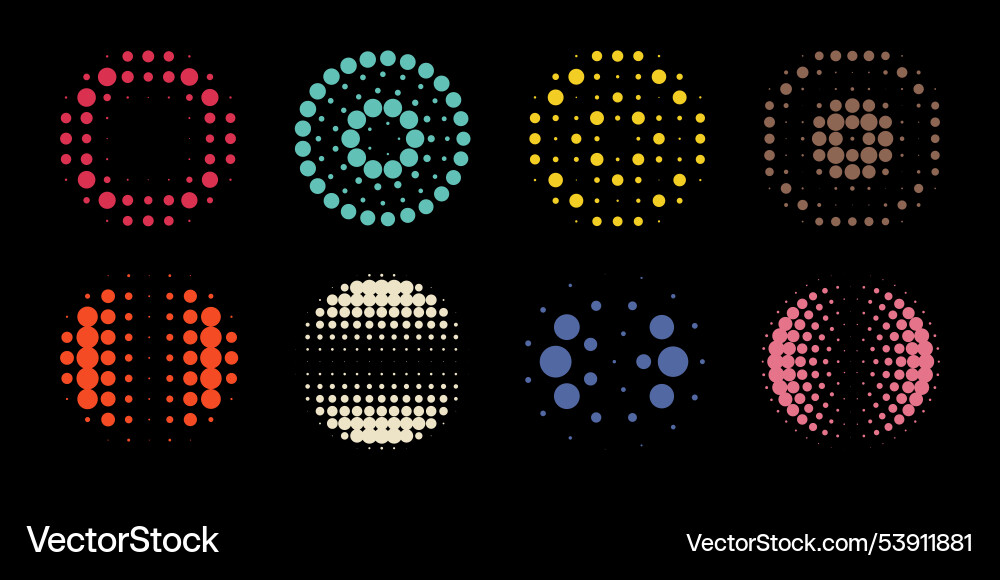 Bright circular patterns on a dark backdrop Bright circular patterns on a dark backdrop vector image