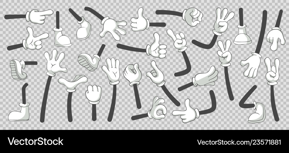 Cartoon legs and hands in boots gloved Cartoon legs and hands in boots gloved vector image