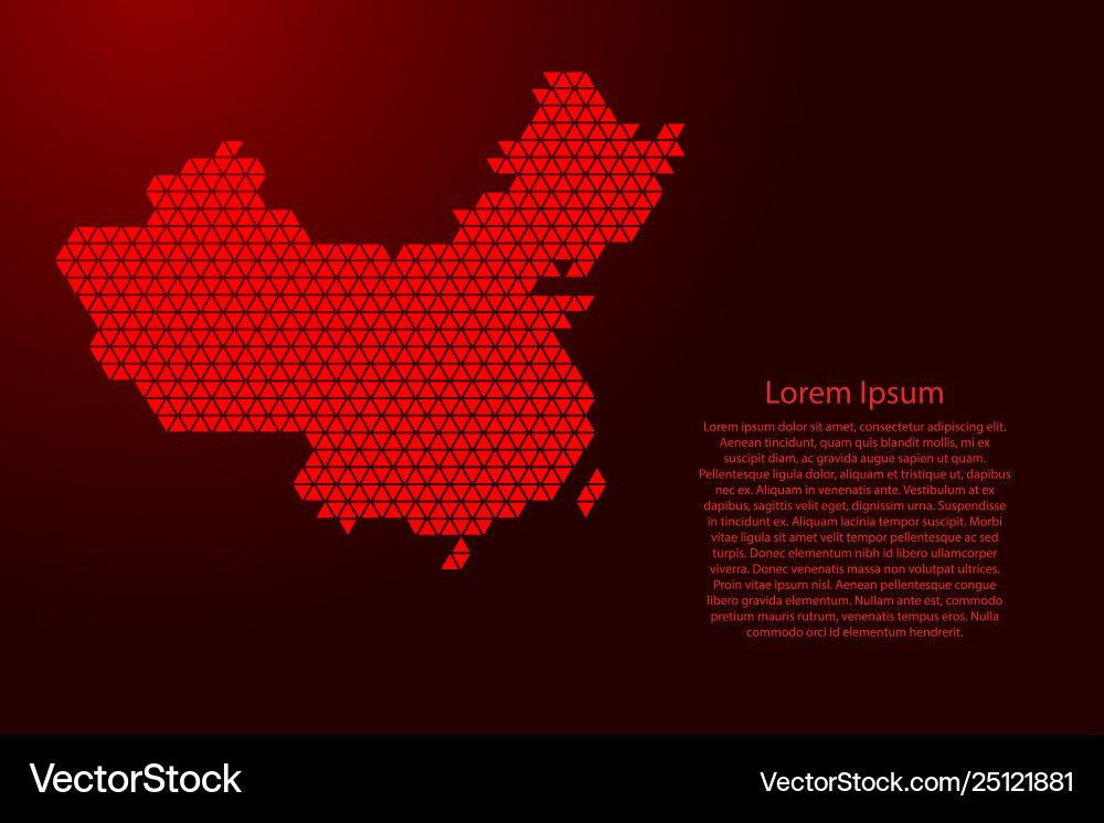 China map abstract schematic from red triangles China map abstract schematic from red triangles vector image