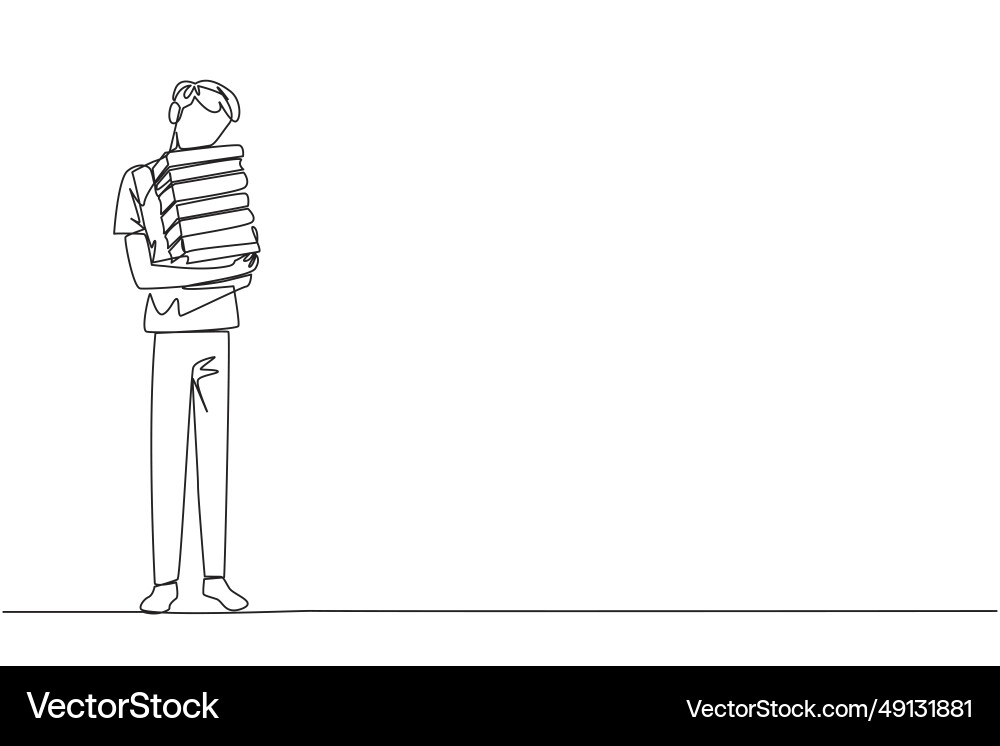 Continuous one line drawing man standing hugging Vector Image