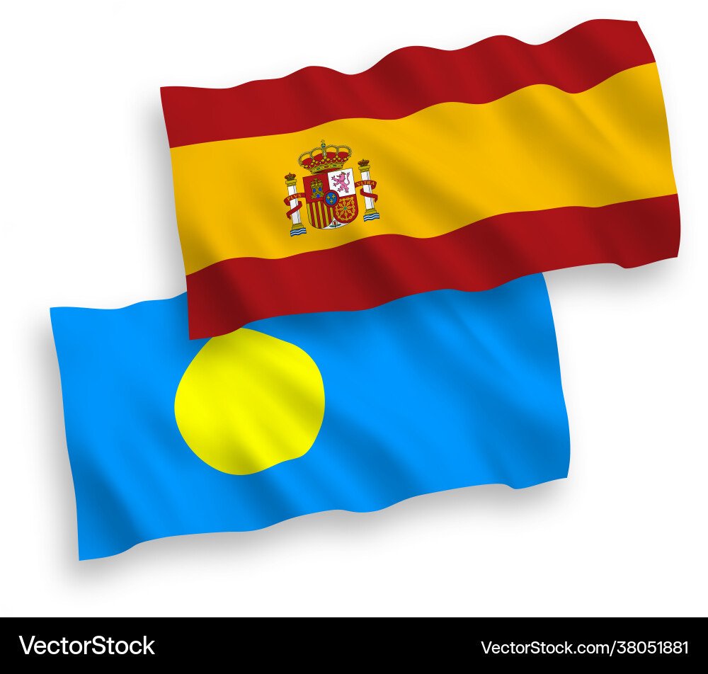 Fahnen palau und Spain auf weißem Hintergrund Fahnen palau und Spain auf weißem Hintergrund vektorbild