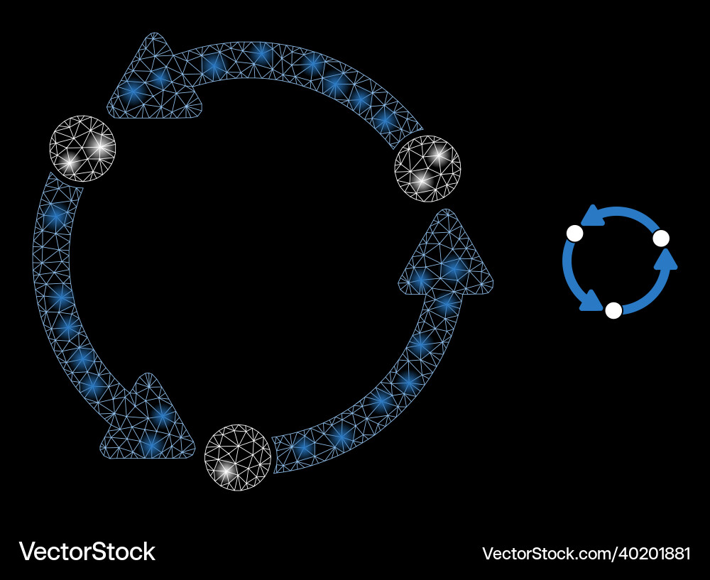 Mesh web dot rotation with light wire frame vector image