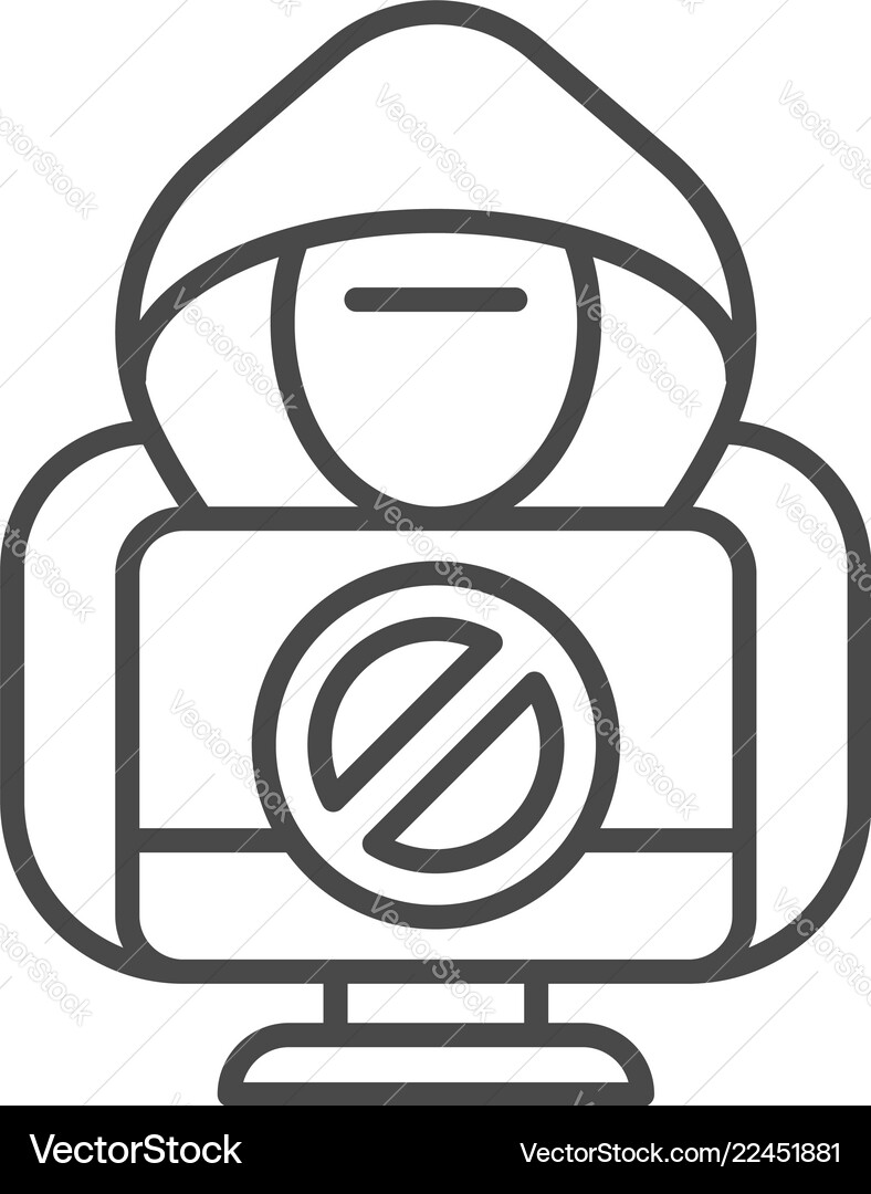 No hacker activity icon outline style vector image