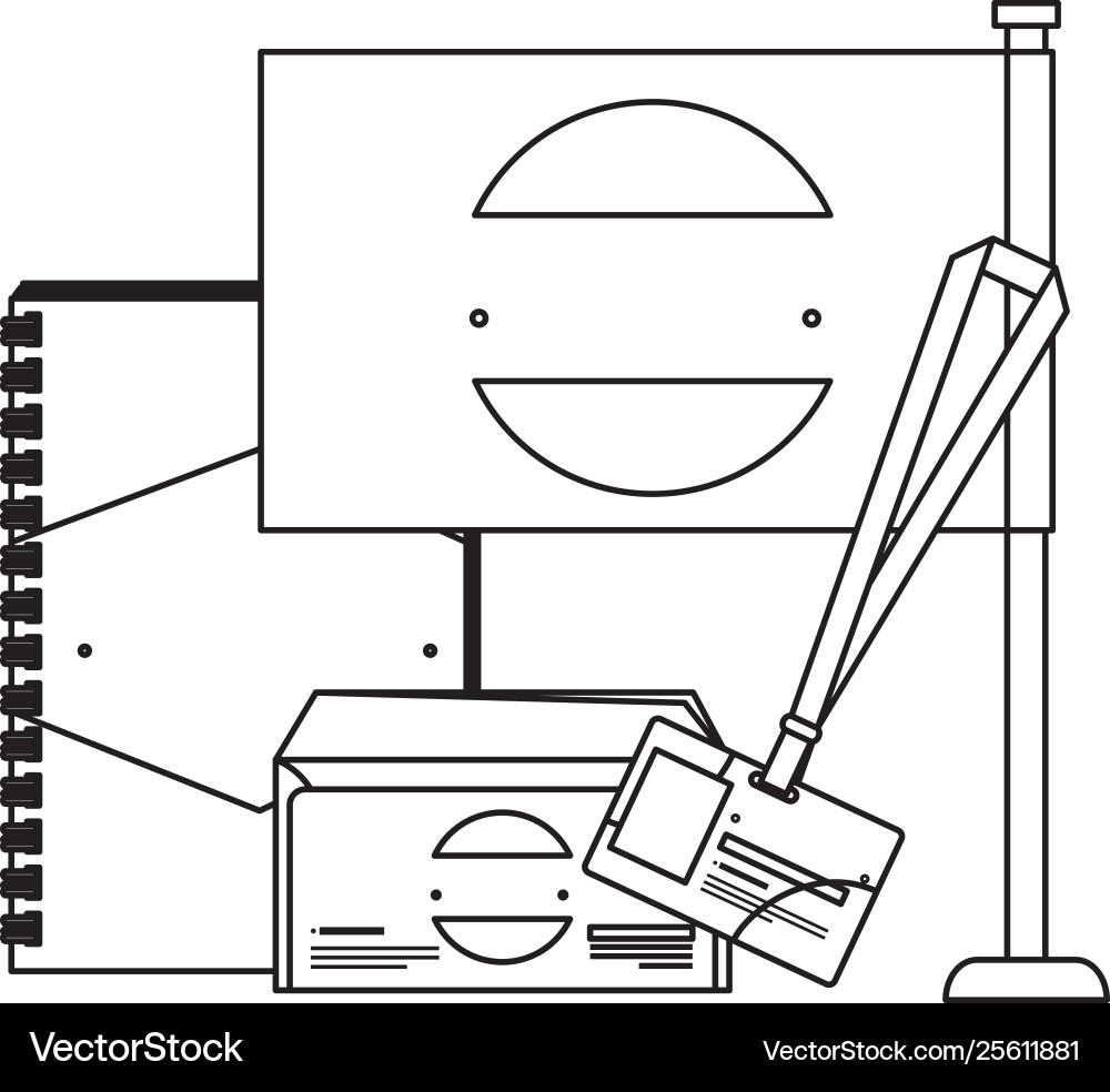 Notepad and flag envelope with company emblem Notepad and flag envelope with company emblem vector image