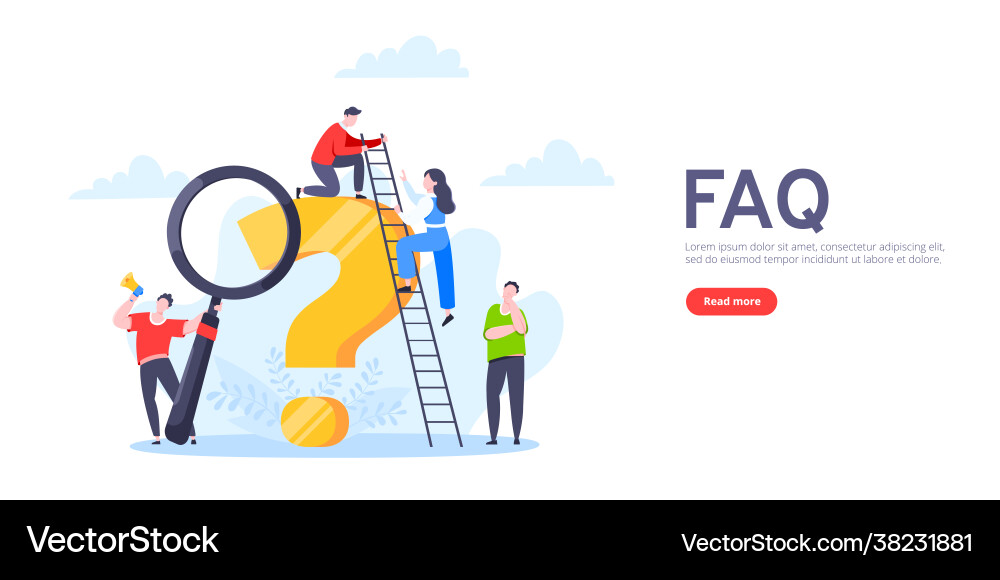 Q and a or faq concept with tiny people characters Q and a or faq concept with tiny people characters vector image