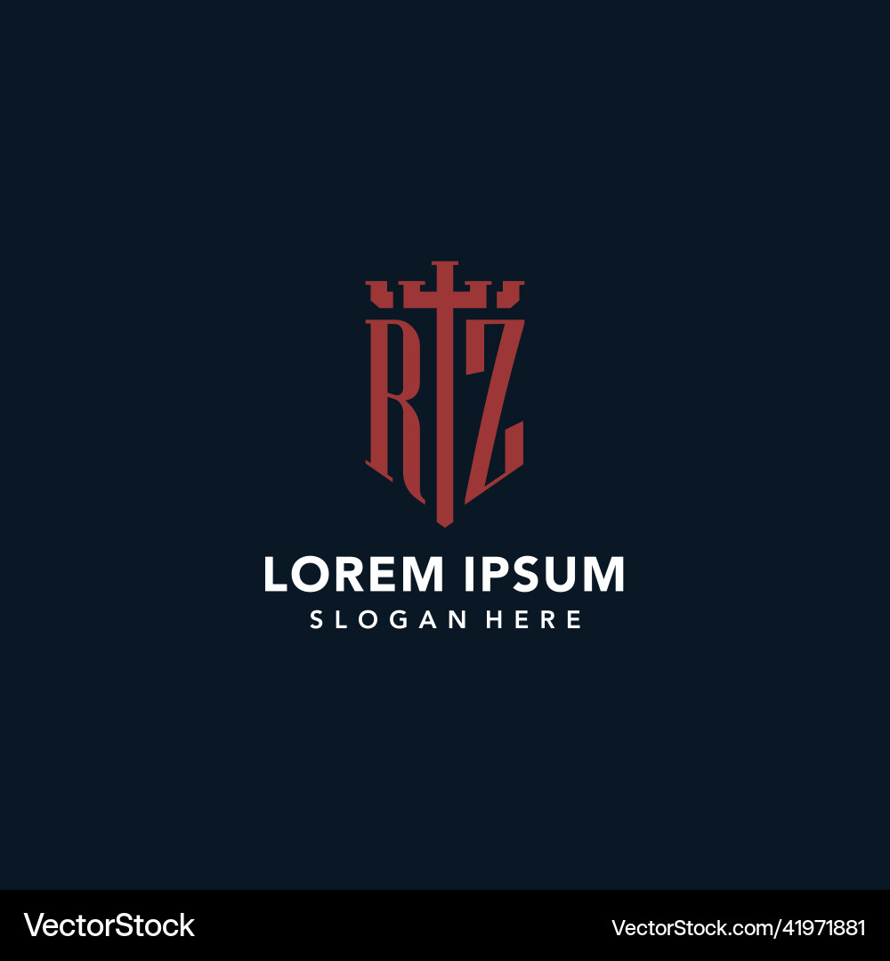 Rz initial monogram logos with sword and shield Vector Image