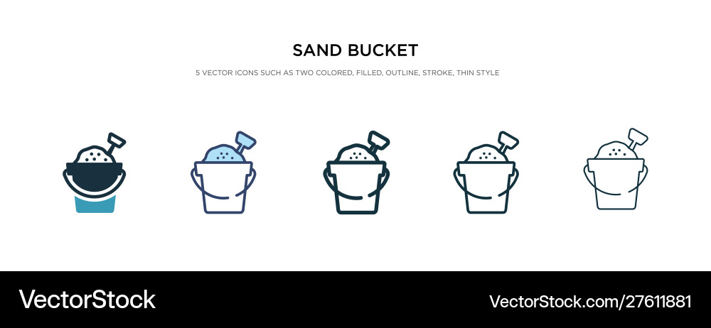Sand bucket icon in different style two colored vector image