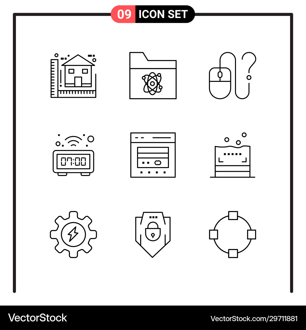 Set 9 line style icons for web and mobile Set 9 line style icons for web and mobile Vector Image