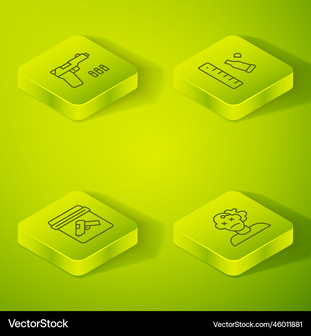 Set isometric line bullet casing with ruler Set isometric line bullet casing with ruler vector image