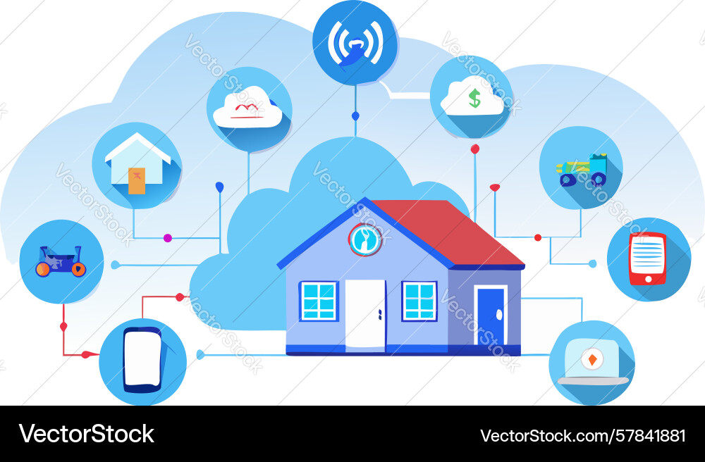 Smart home cloud automation design generative ai Vector Image