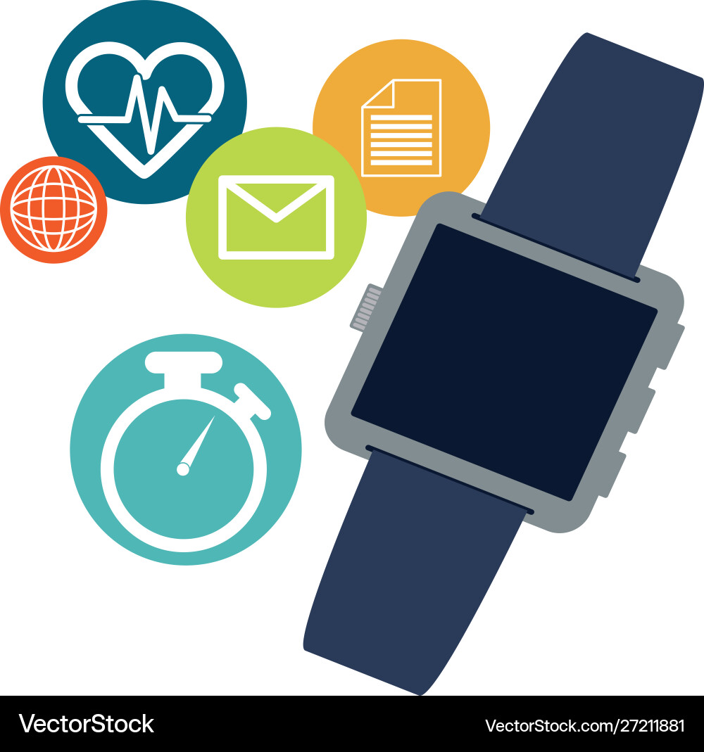 Smart watch technology with applications menu Vector Image