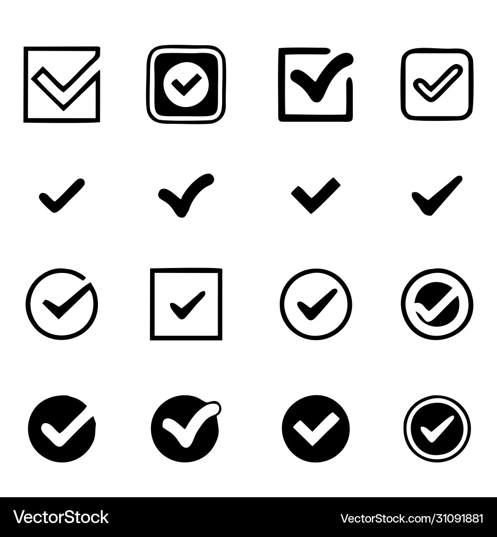Tick check mark icon set image Vector Image