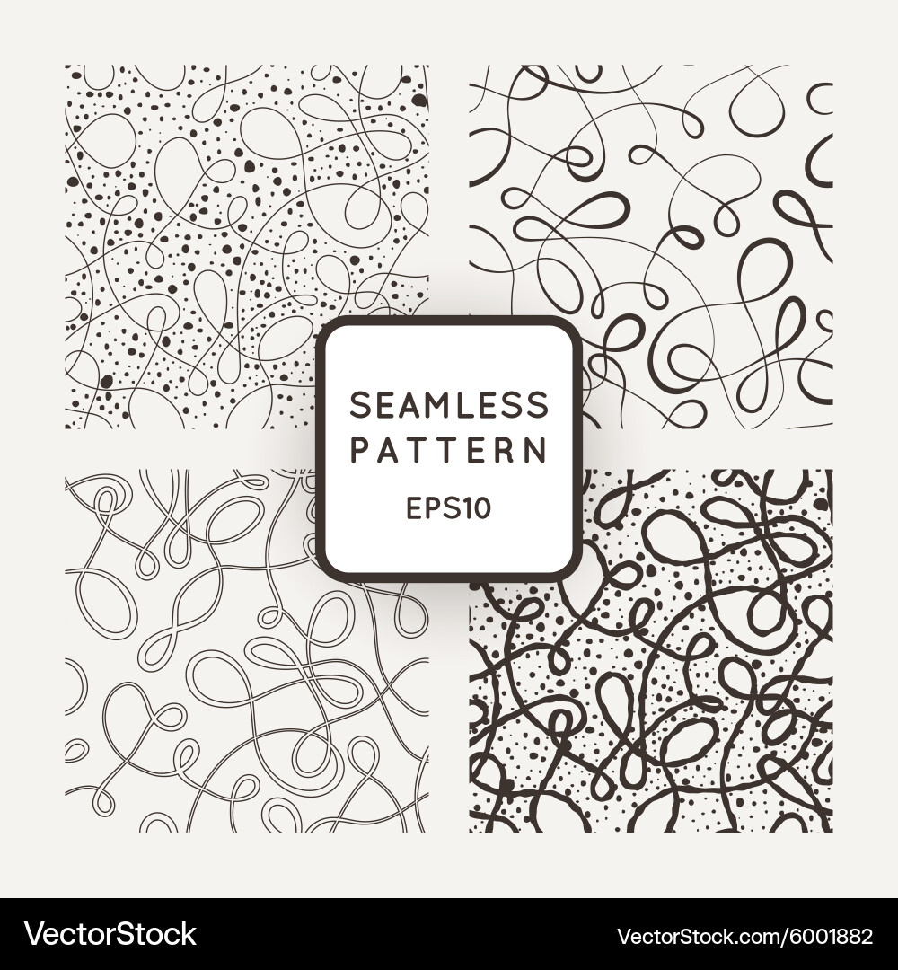A set of four seamless patterns curled vector image