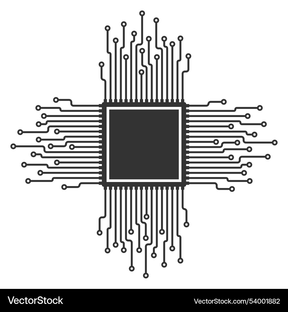 Ai cpu gpu microchip icon machine learning Vektorbild