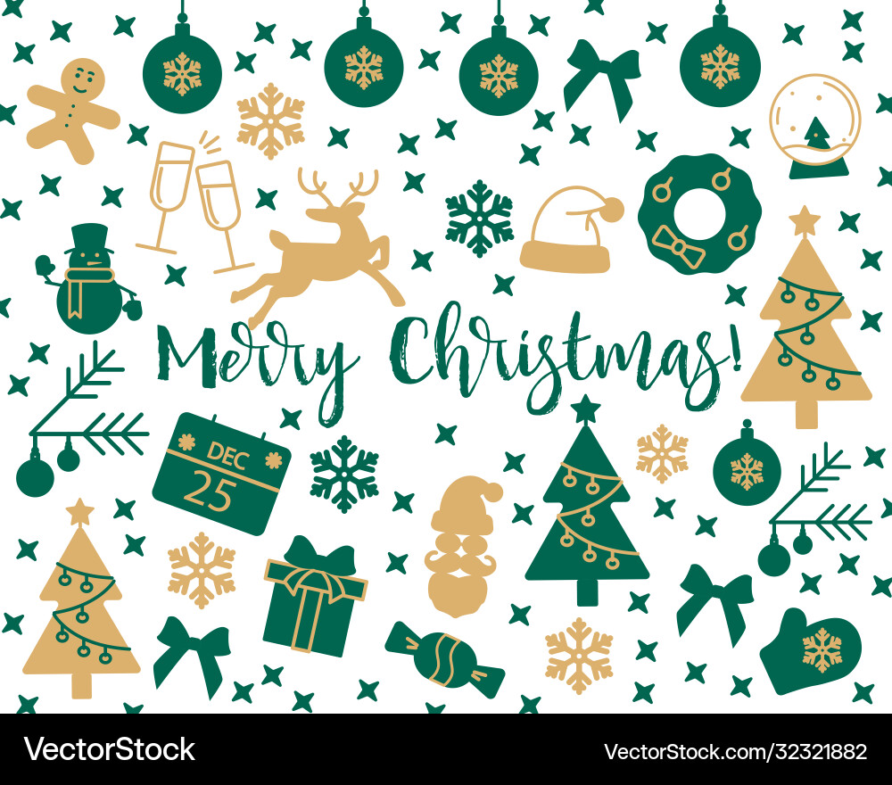 Background with festive pictures and text merry Vector Image