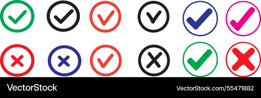 Check mark icon button set box Check mark icon button set box vector image