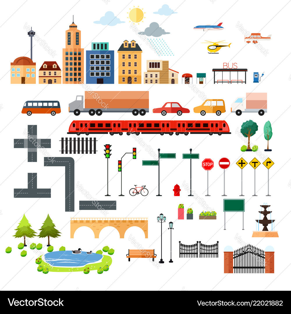 City design elements icons Royalty Free Vector Image