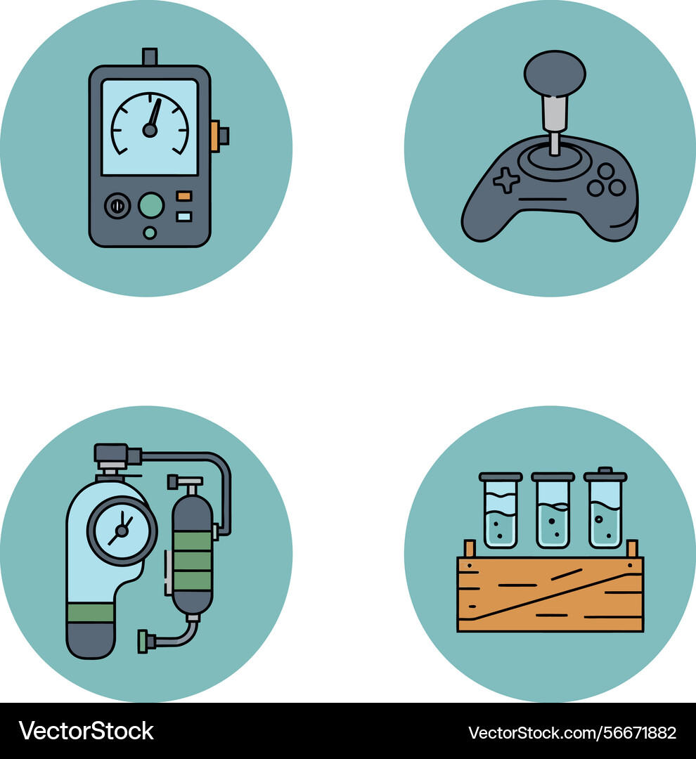 Electronic measuring devices and joystick game Vector Image