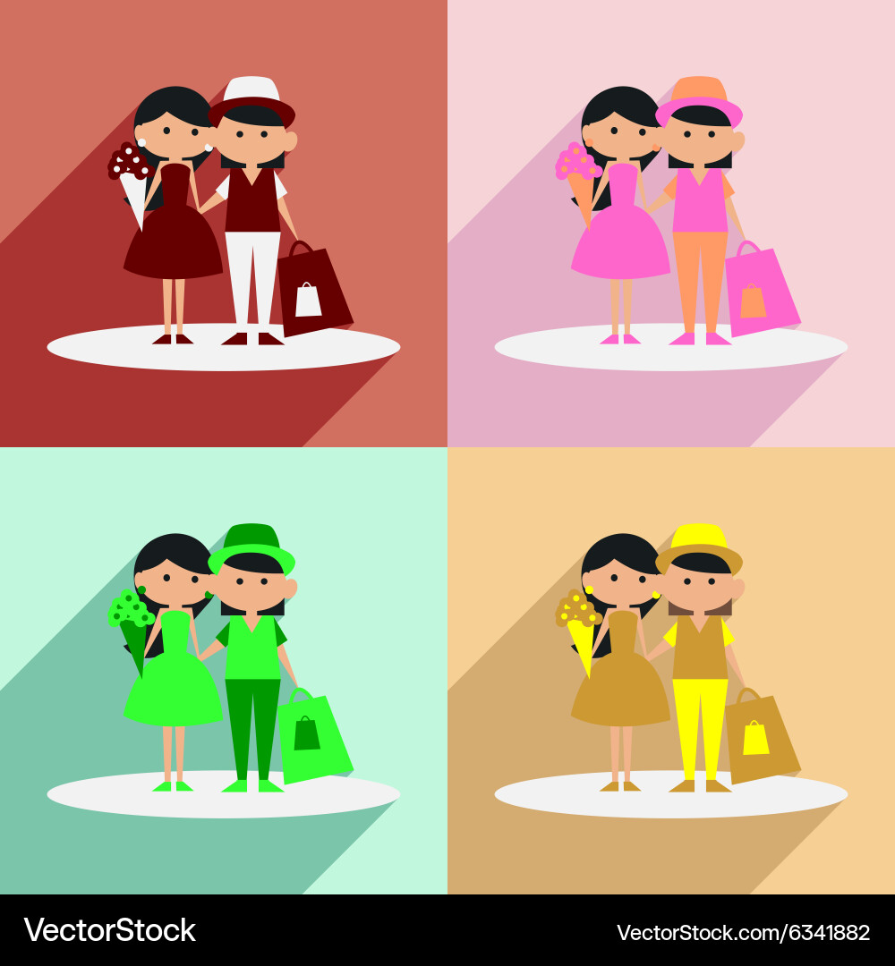 Flat with shadow concept and mobile application Vector Image