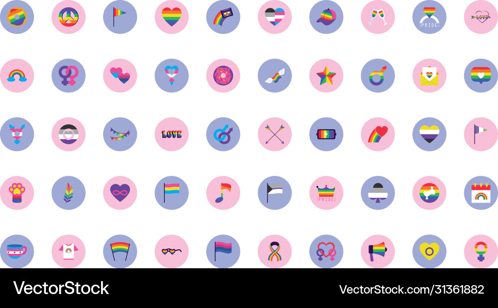 Lgbt and pride icon set block style Lgbt and pride icon set block style vector image