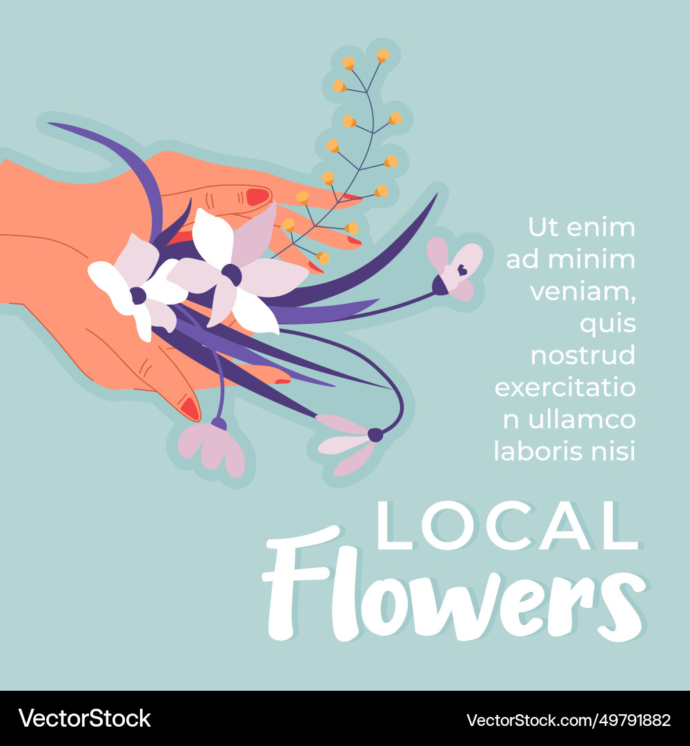 Local flowers advertisements poster or banner vector image